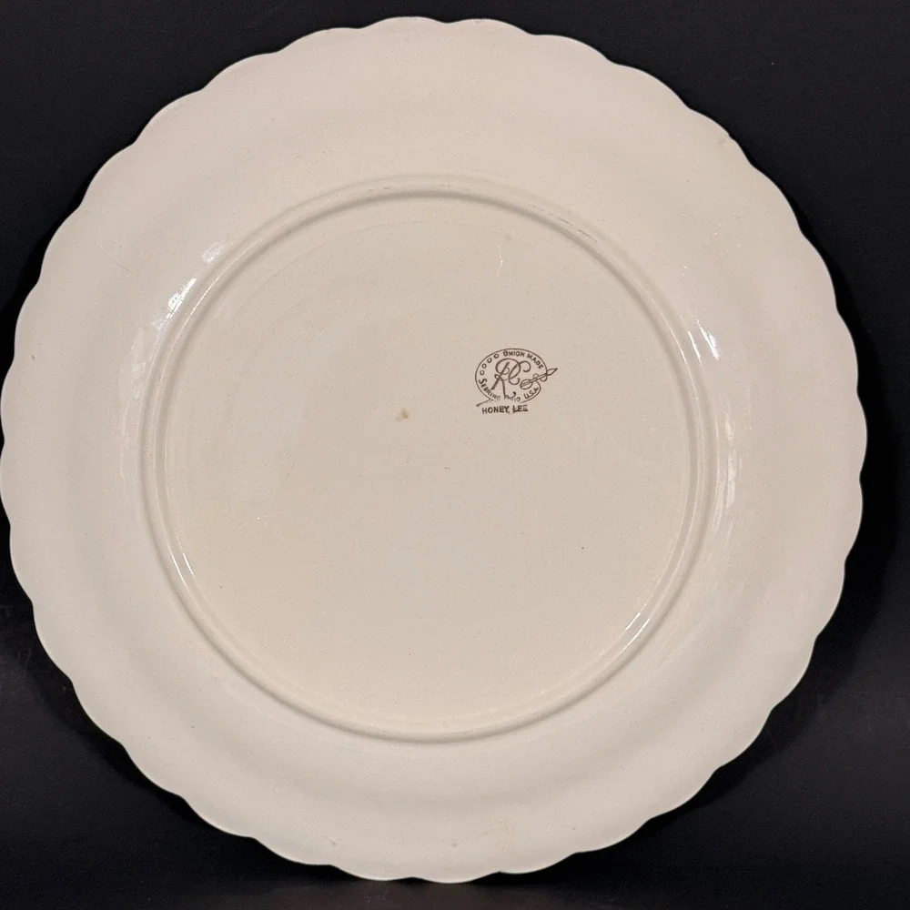 Royal China Sebring Ohio Honey Lee Floral Swirl Scalloped 10 Inch Dinner Plate *